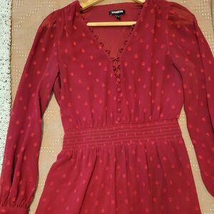 Express dress bundle. Red Long Sleeve Dress and black floral dress.